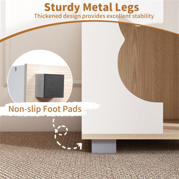 Multipurpose Wooden Cat House Nightstand, Sturdy Metal Base Anti-Slip Pet Furniture