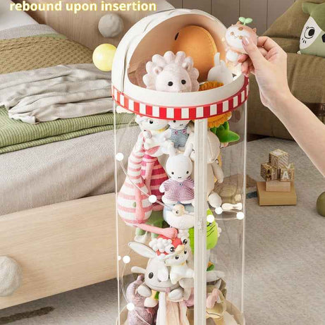 Pet Toy Storage Tower - Clear Cylinder Organizer with LED Lights