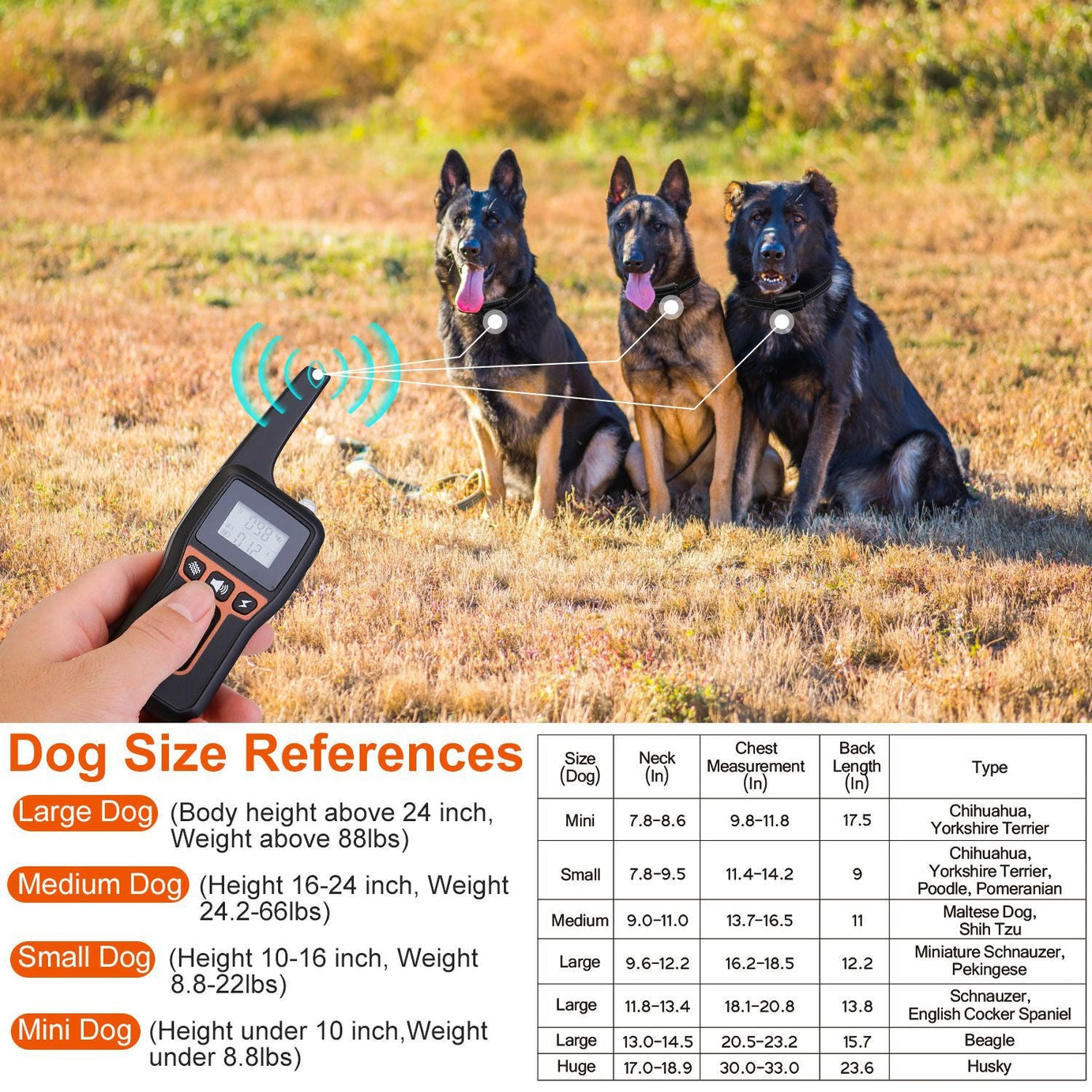 Dog Training Collar - 3280ft Range IP67 Waterproof 3 Modes
