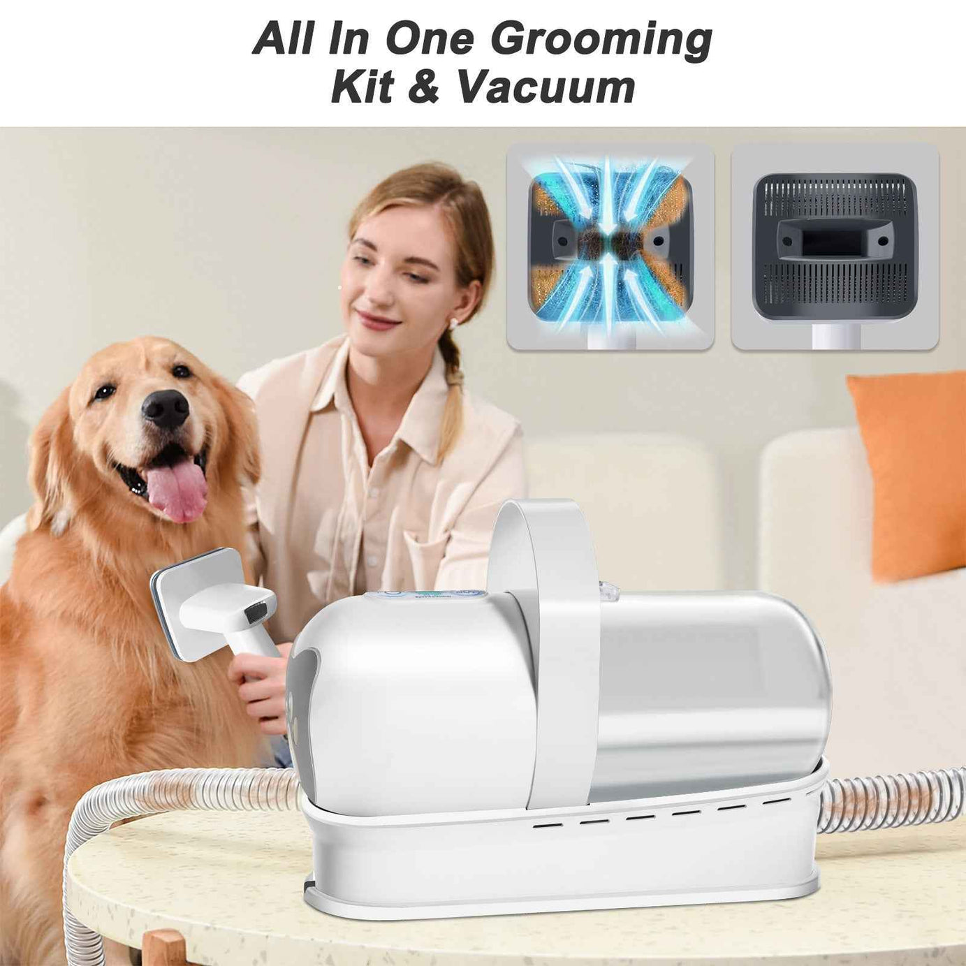 Complete Pet Grooming Kit for Heavy Shedding Dogs - Vacuum