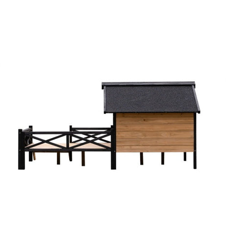 Large Wooden Dog House - Outdoor Cabin with Porch