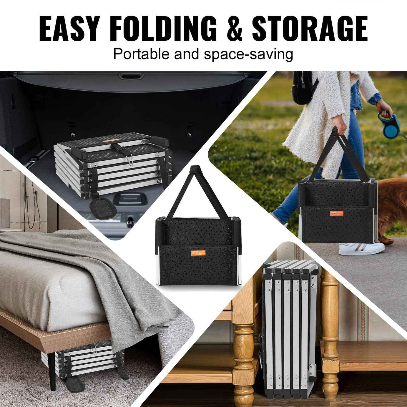 Folding Dog Stairs - 5 Step Aluminum Car Access 150lb