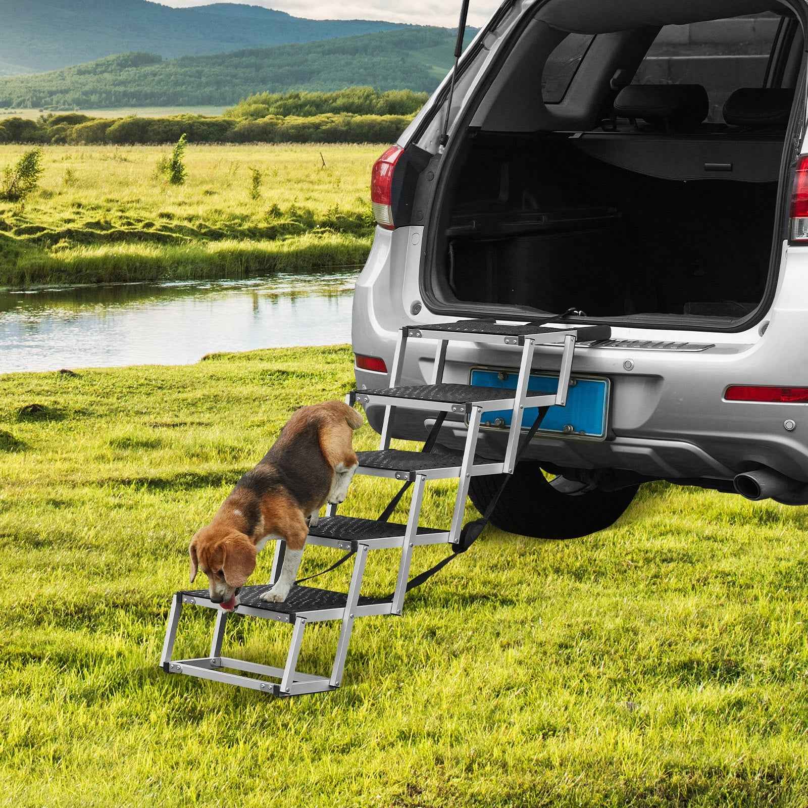 Folding Dog Stairs - 5 Step Aluminum Car Access 150lb