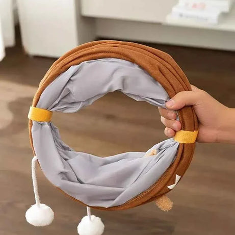 Foldable Cat Tunnel Toy - Peephole Bear Window