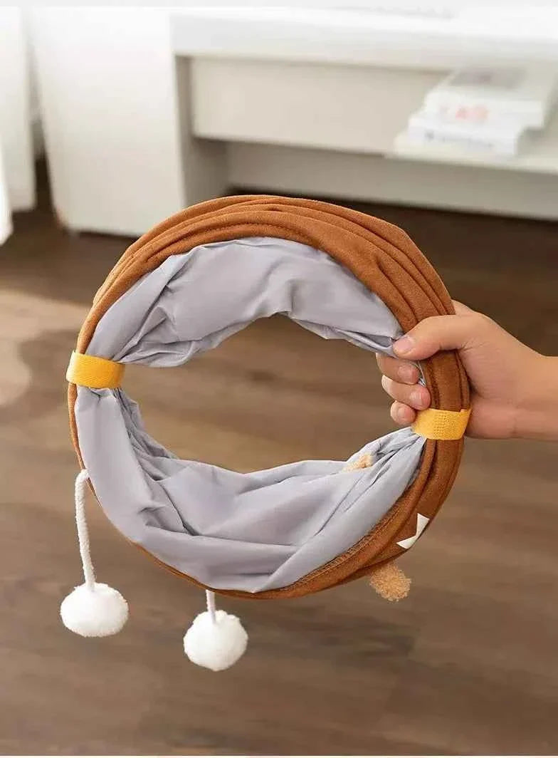 Foldable Cat Tunnel Toy - Peephole Bear Window