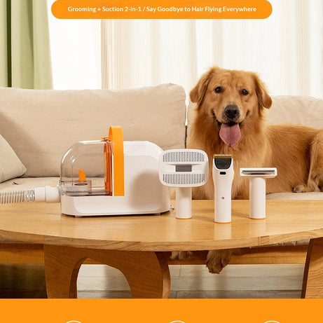 Pet Electric Hair Clipper with Suction - Built-in Vacuum Grooming Tool