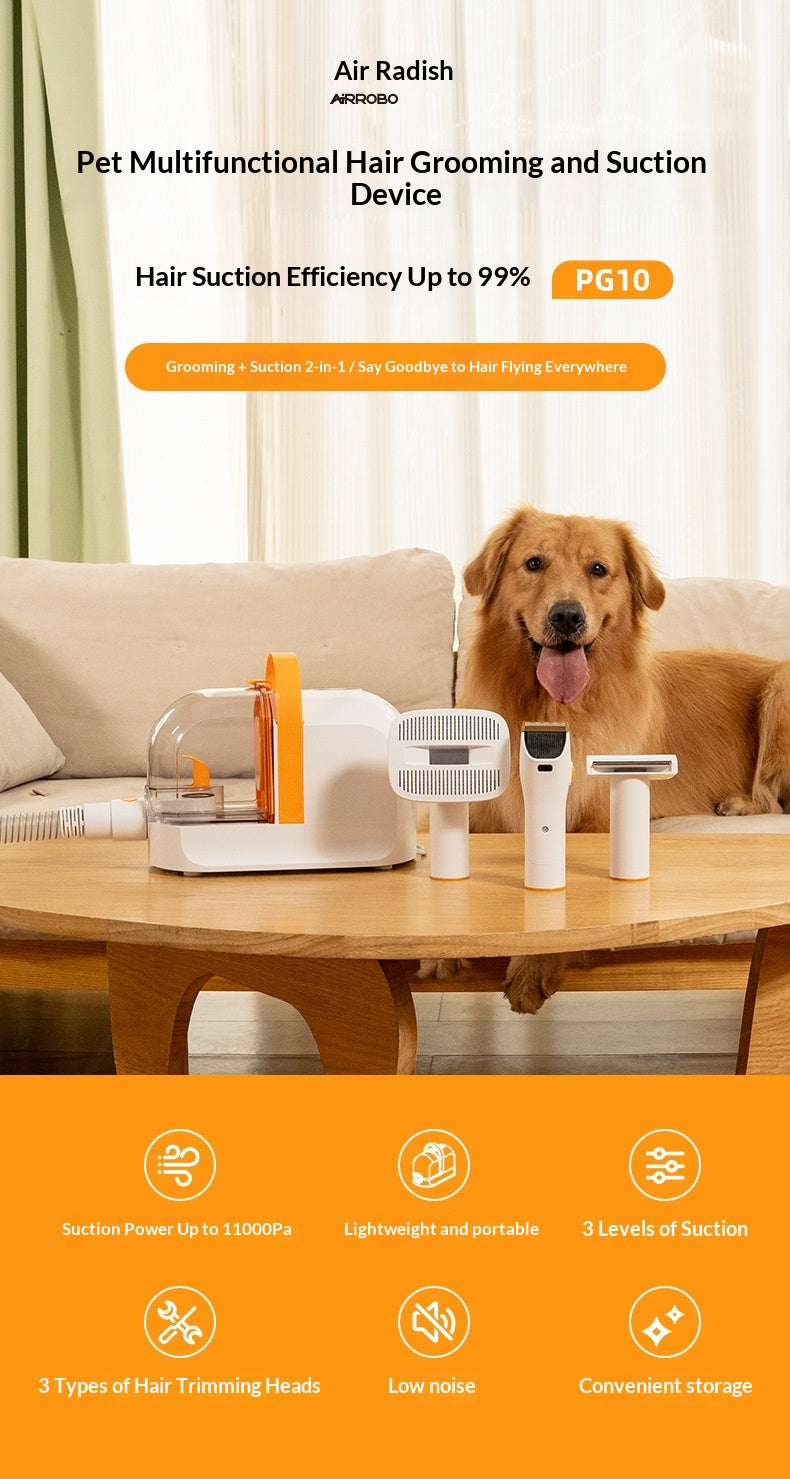 Pet Electric Hair Clipper with Suction - Built-in Vacuum Grooming Tool