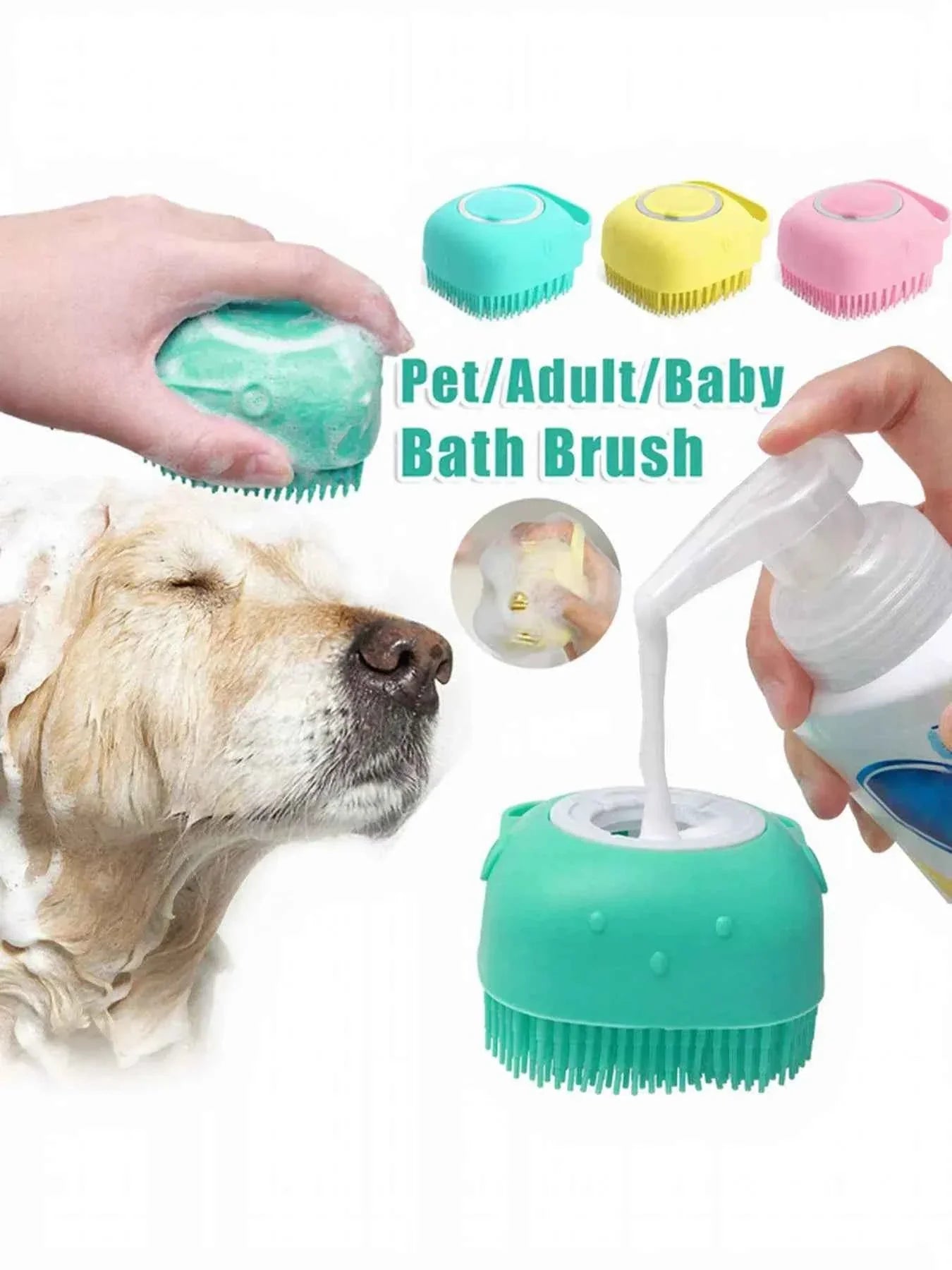 Pet Bath Brush - Cute Cartoon Silicone