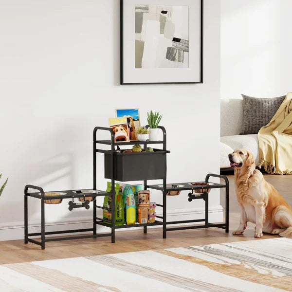 Dog Bowls with Storage - Pet Feeding Station & Container