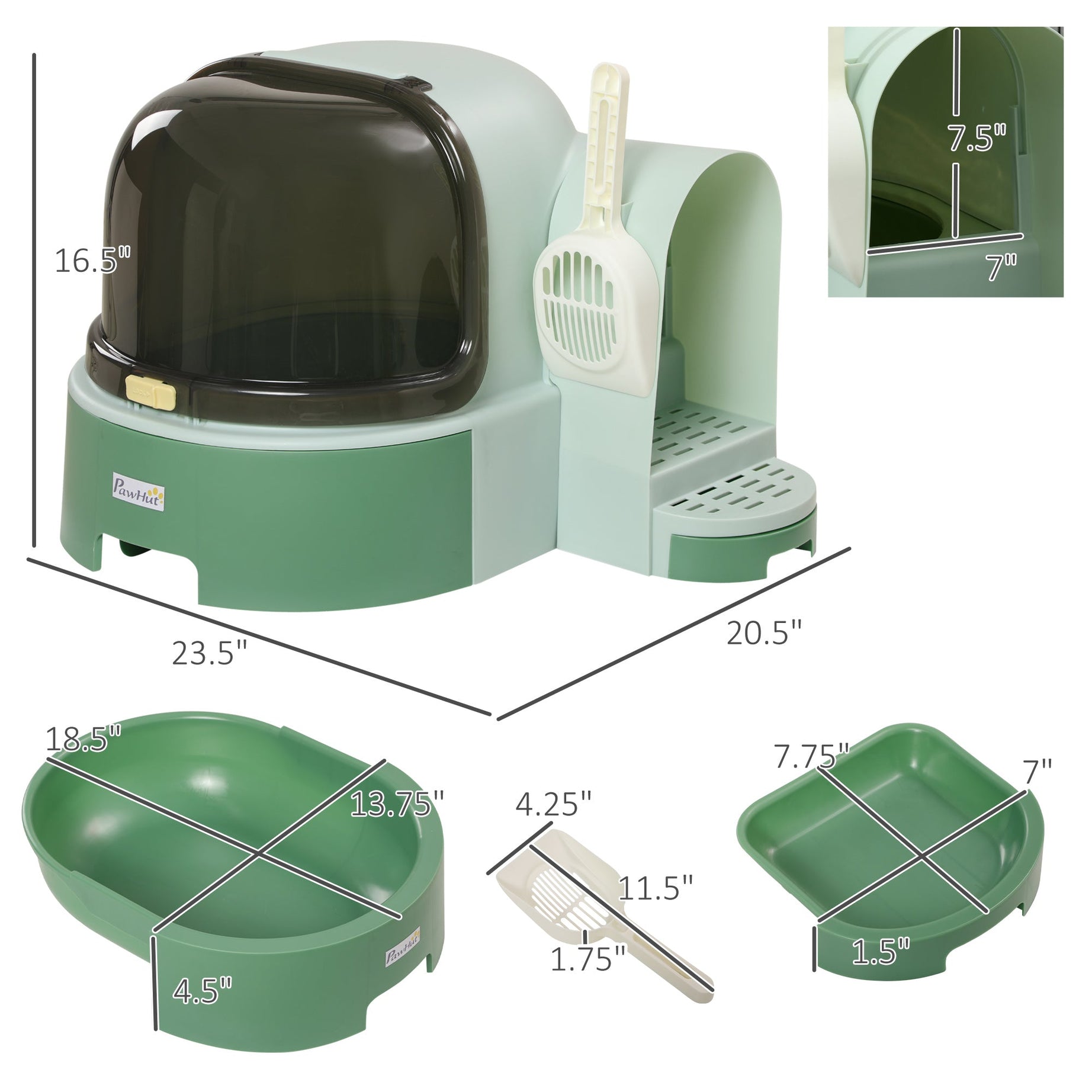 Cat Litter Box Space Capsule - Enclosed Pod with Scoop