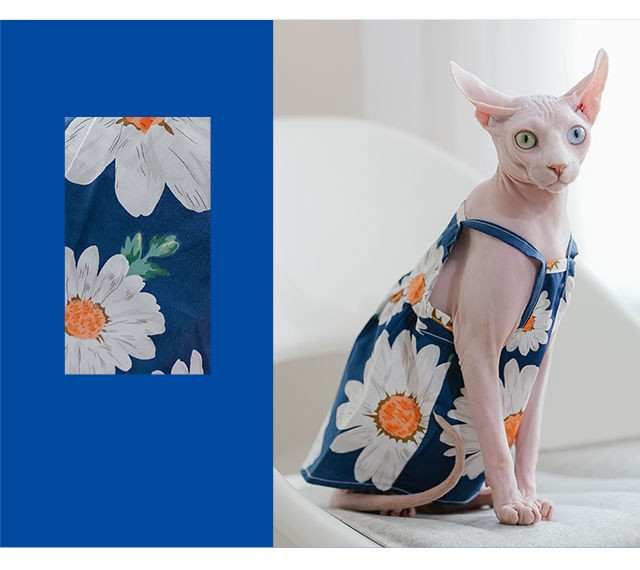 Sleeveless Pure Cotton Flower Dress For Small Pets - XS to M