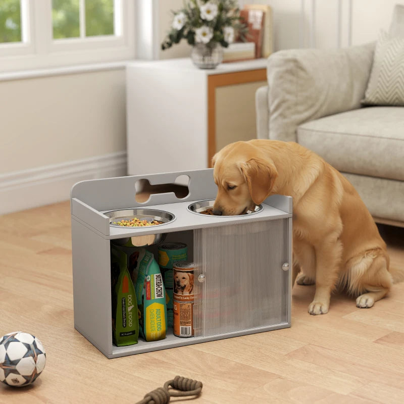Elevated Dog Bowls - Modern Gray Design