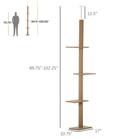 Cat Tree - Floor to Ceiling 8.5 Ft Climbing Tower
