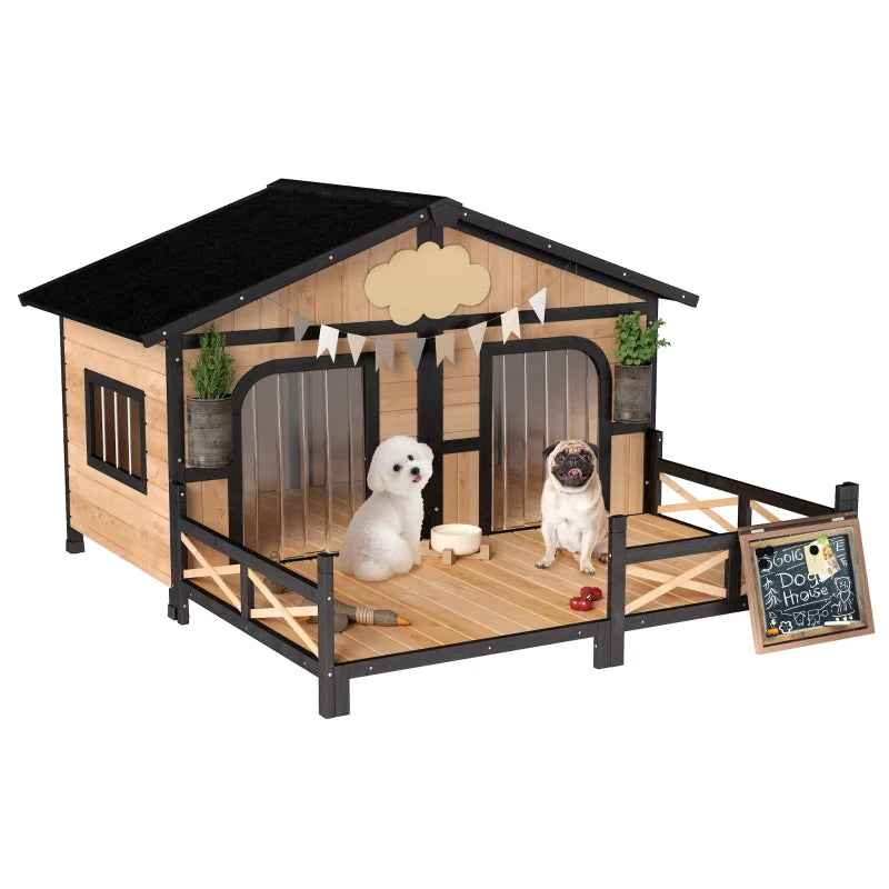 Weatherproof Outdoor Dog House - Wooden Kennel With Porch