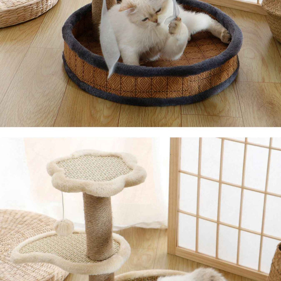 Cat Scratching Post with Bed - Sisal Tower and Toy