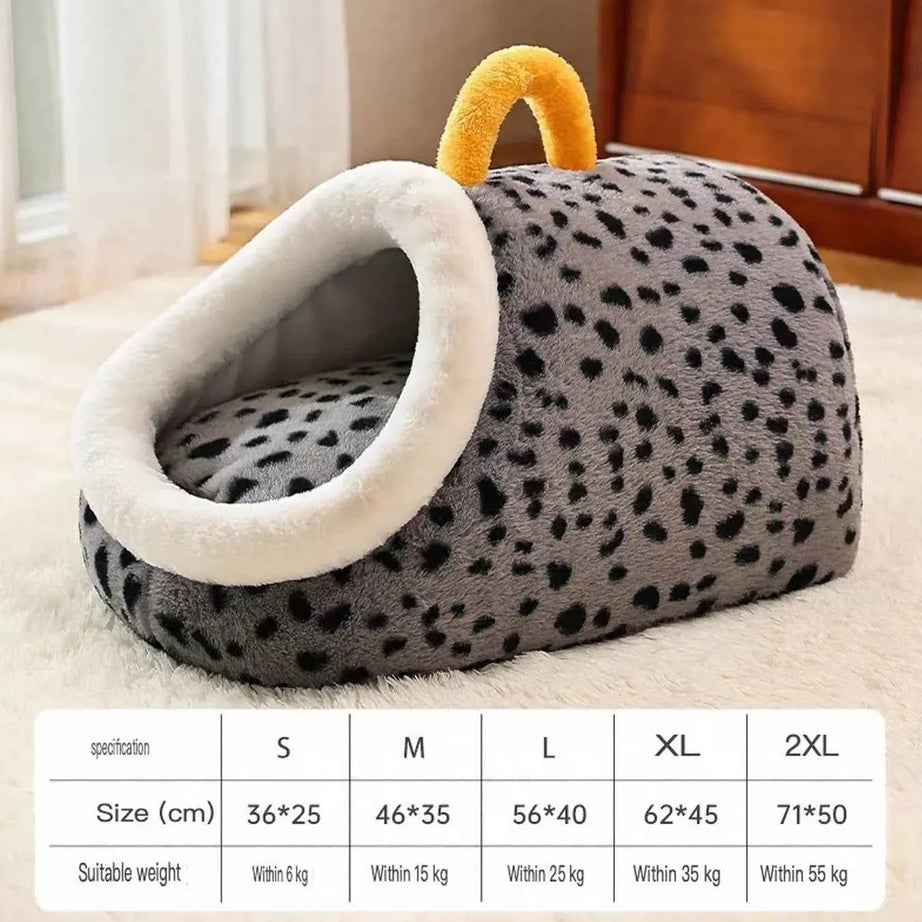 Pet Nest with Handle - Cozy Polka Dot Bed