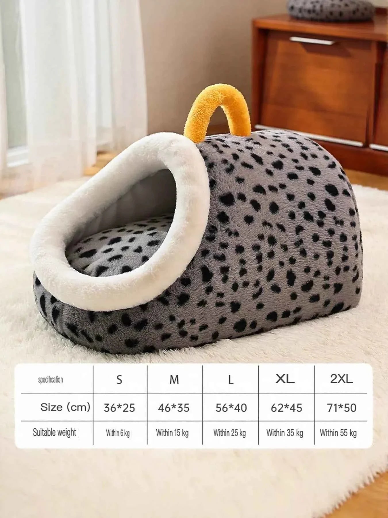Pet Nest with Handle - Cozy Polka Dot Bed
