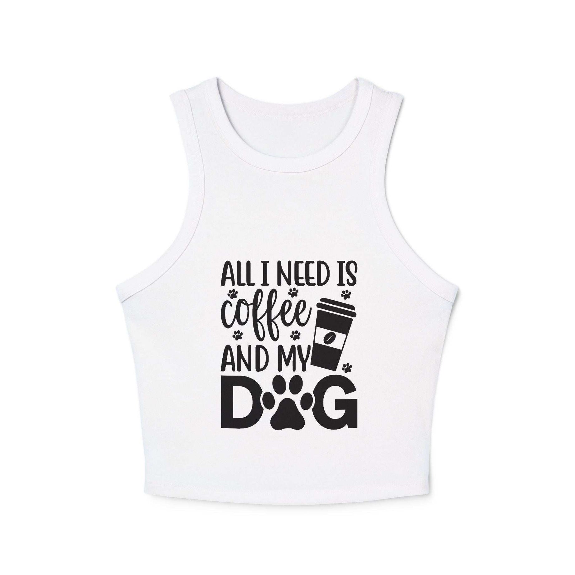 Dog Lover Coffee Micro Rib Racer Tank Top