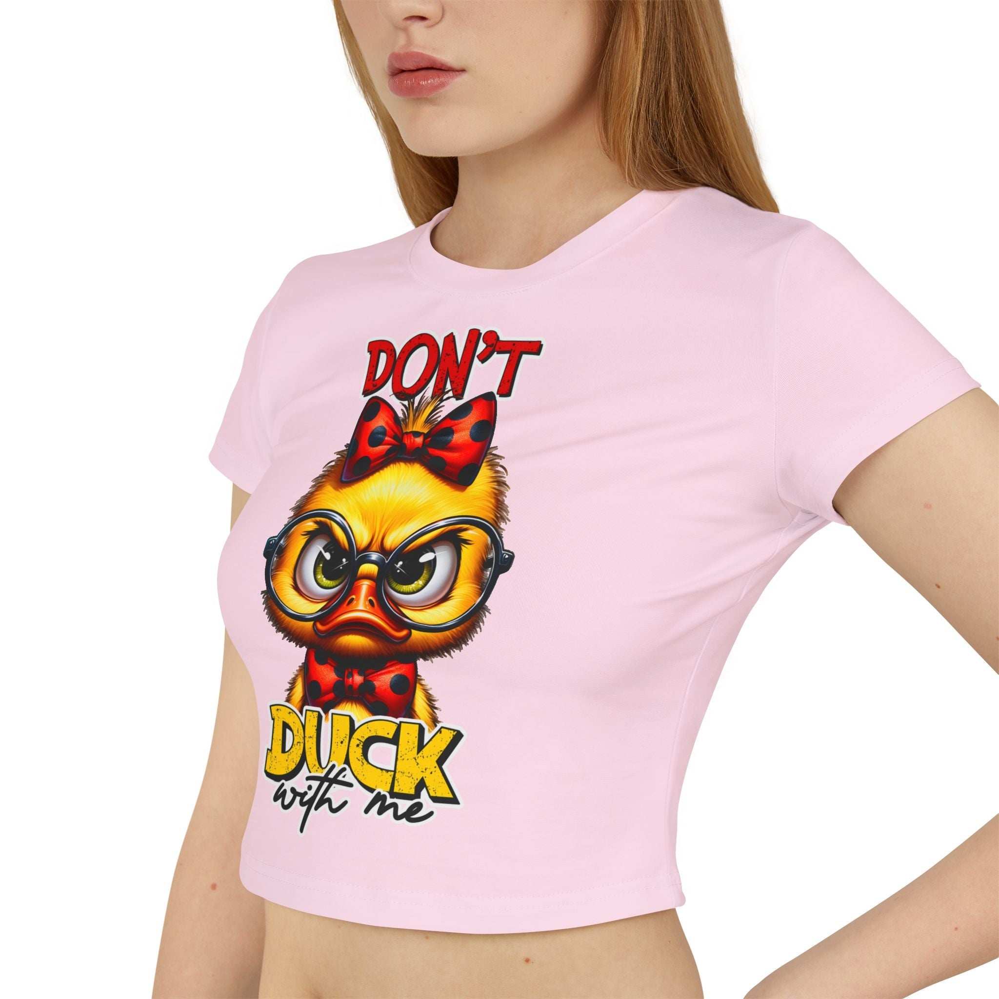 Funny Duck Graphic Women's Baby Tee - Don't Duck with Me