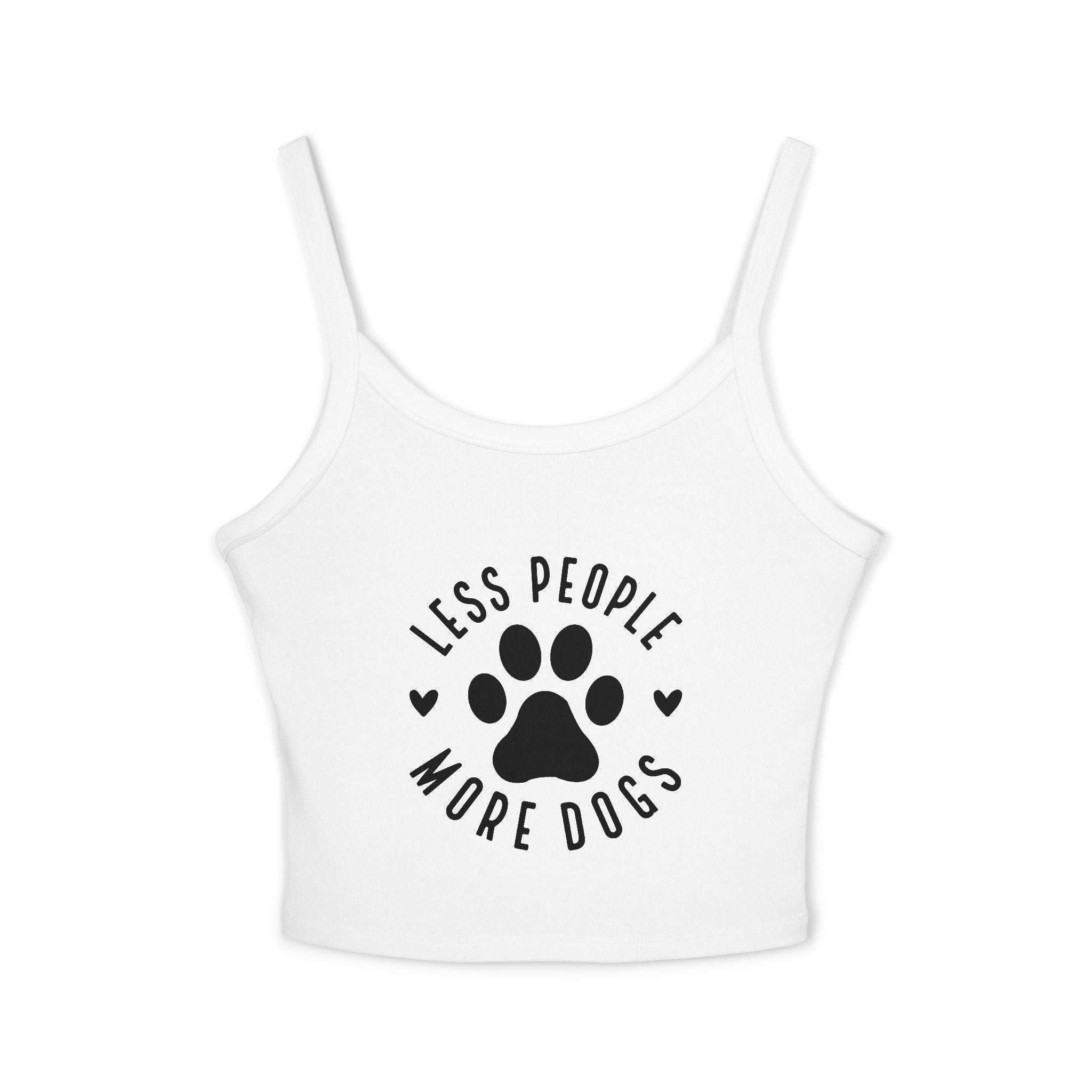 "Less People, More Dogs" Women's Spaghetti Strap Tank Top - Perfect for Dog Lovers
