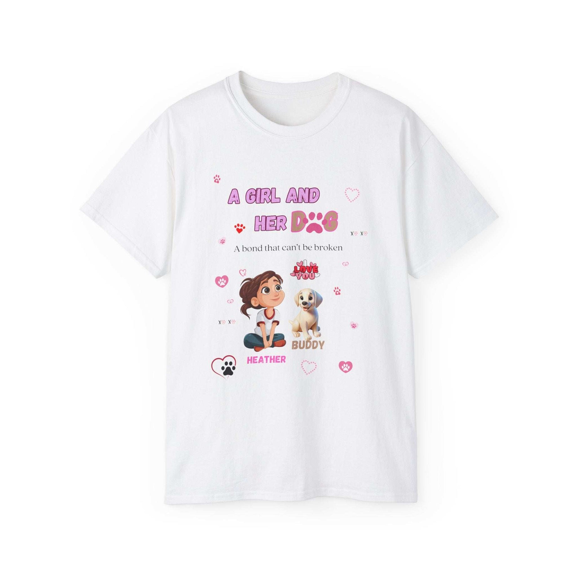 Girl and Her Dog Unisex Tee | Cute Pet Lover Shirt | Personalized Gift