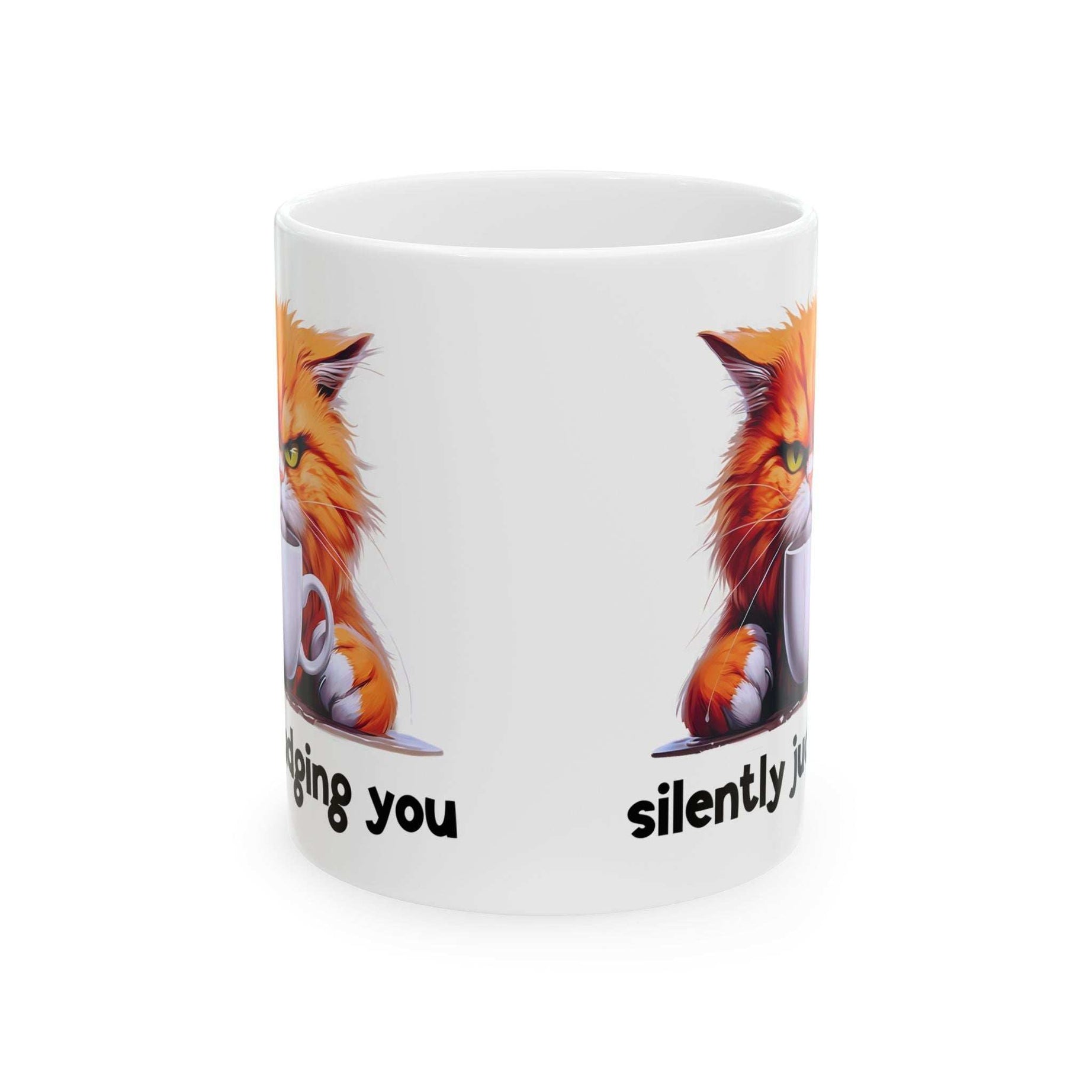Funny Cat Ceramic Mug - 'Judging You Silently' (11oz, 15oz)