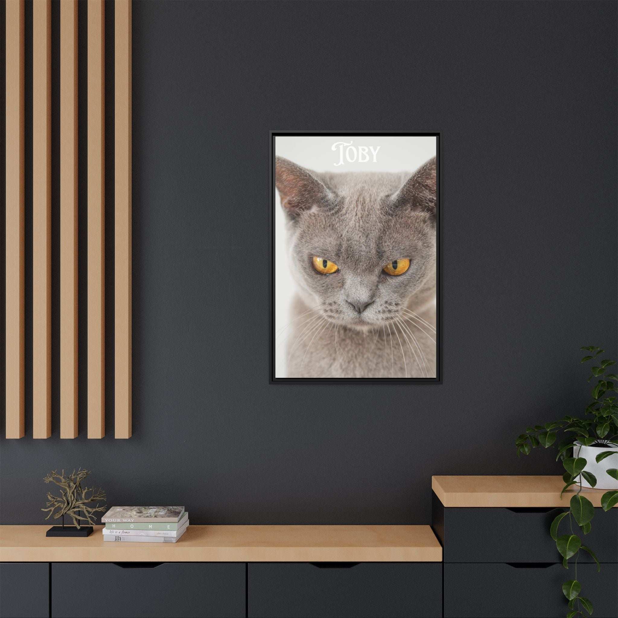 Personalized Photo Wall Art - Framed Matte Canvas Print for Pet Lovers - Customizable Name Print