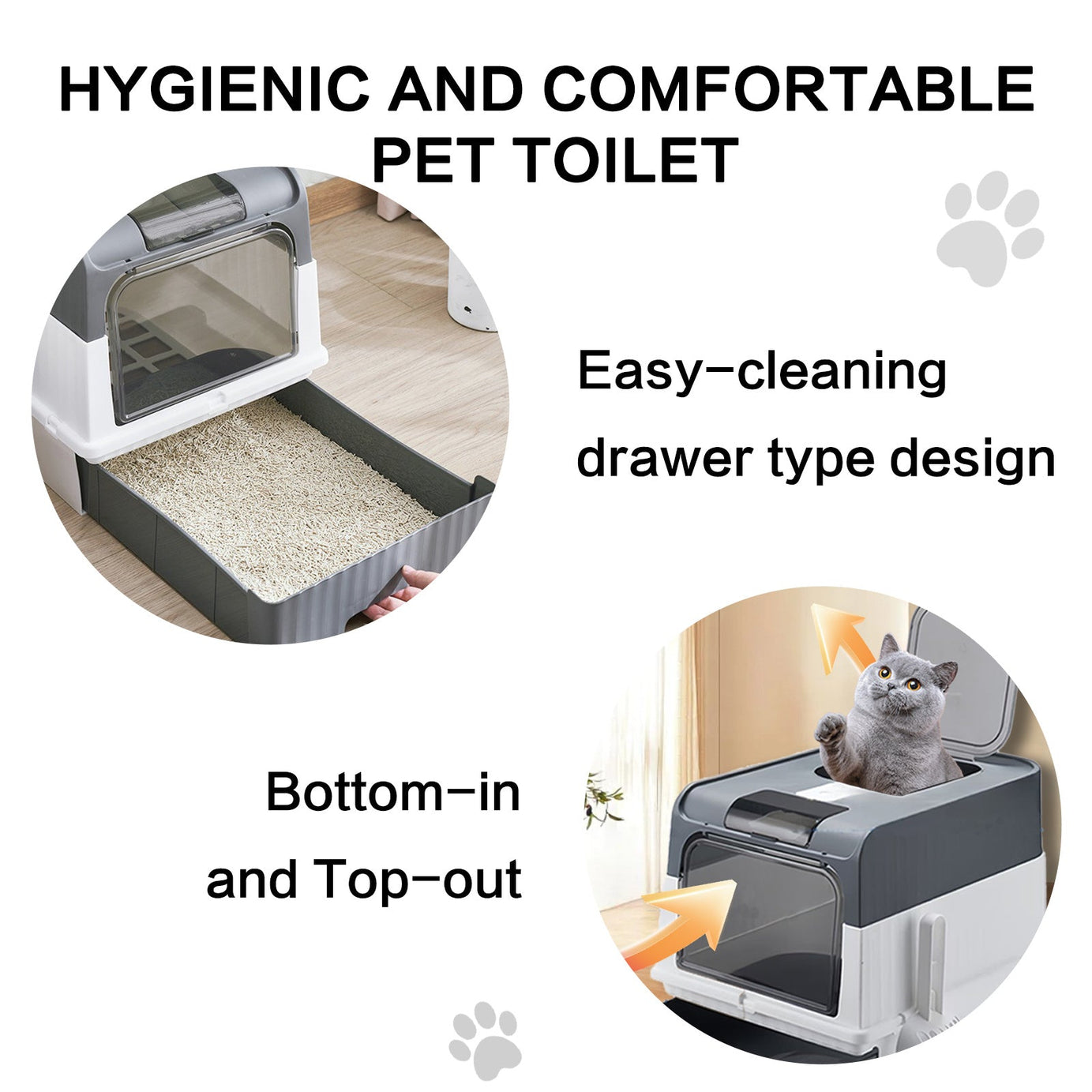 Cat Litter Box - Extra Large with Pull-Out Drawer