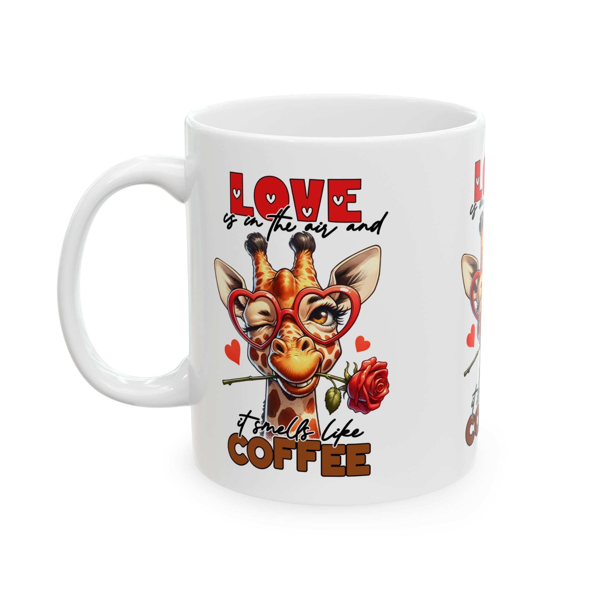 Love & Coffee Ceramic Mug - Cute Giraffe Design, 11oz/15oz