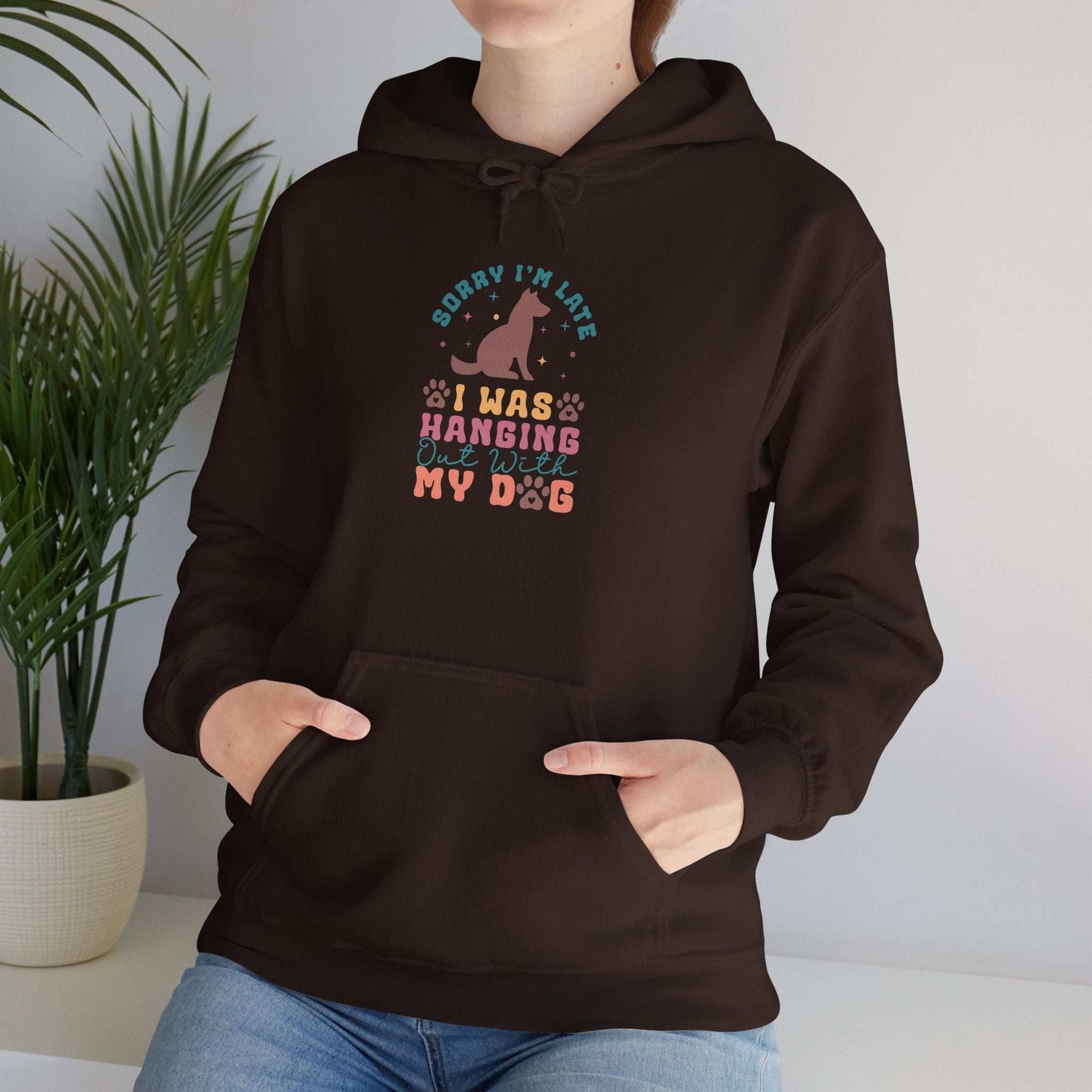 Funny Dog Lover Sweatshirt - "Sorry I'm Late, I Was Hanging Out With My Dog" - Unisex Heavy Blend™ Hoodie
