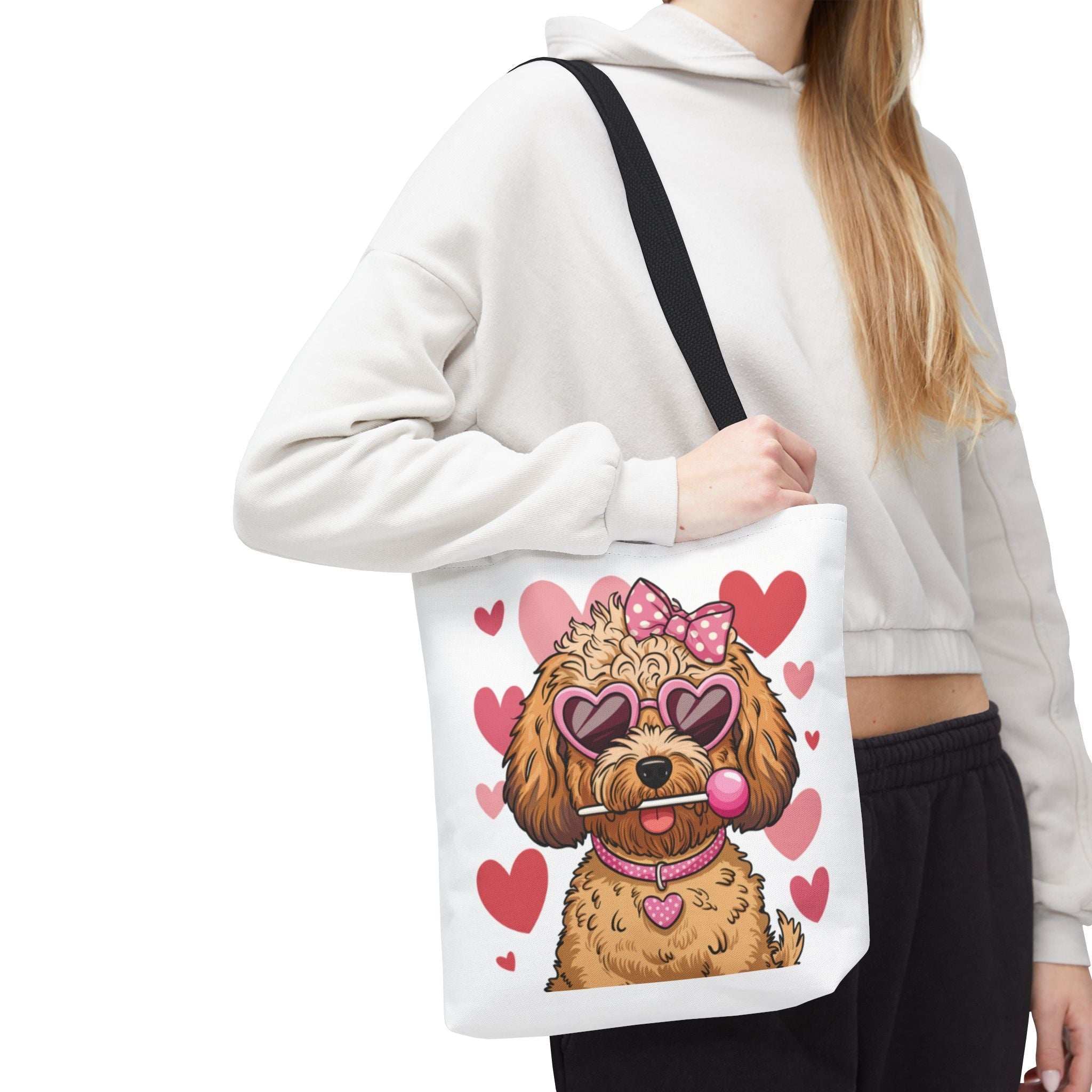 Cute Dog Lover Tote Bag with Heart Design