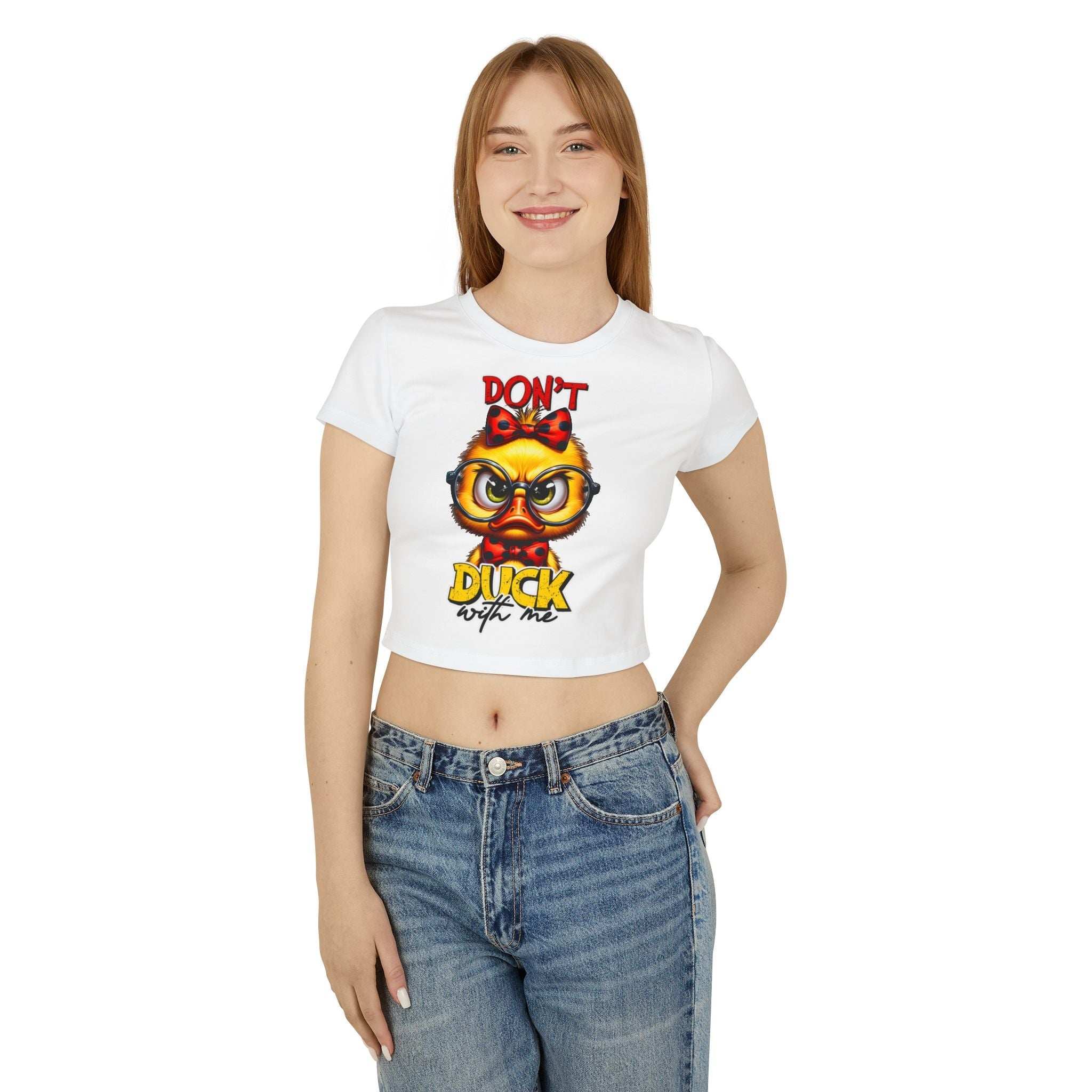 Funny Duck Graphic Women's Baby Tee - Don't Duck with Me