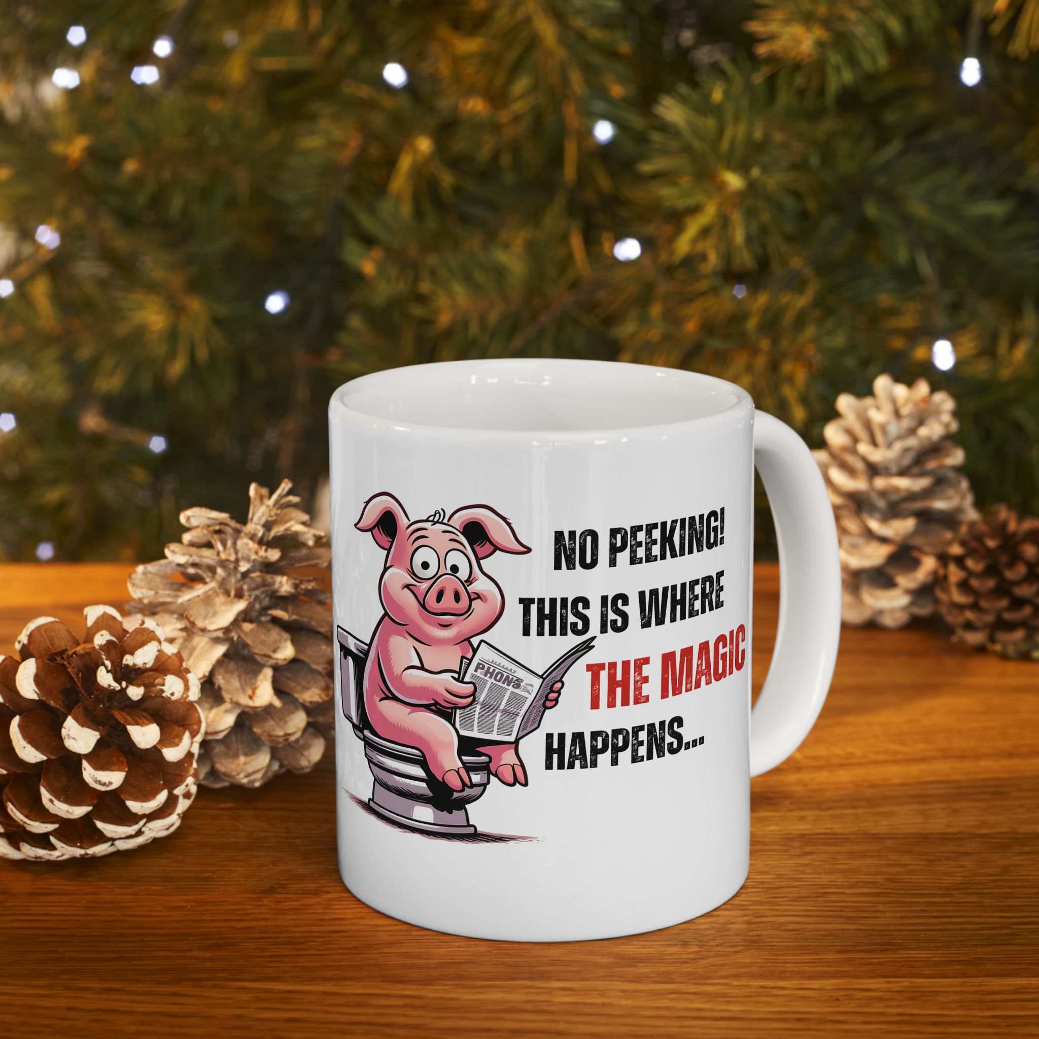 Funny Ceramic Mug - 'No Peeking!' Pig Design - Perfect Gift for Friends or Family
