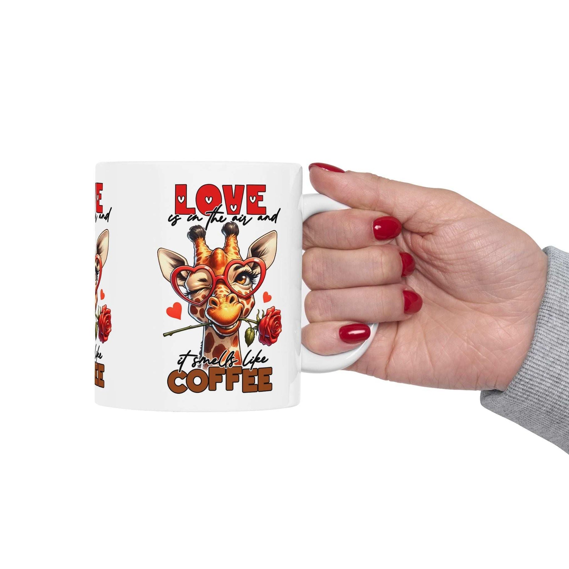 Love & Coffee Ceramic Mug - Cute Giraffe Design, 11oz/15oz