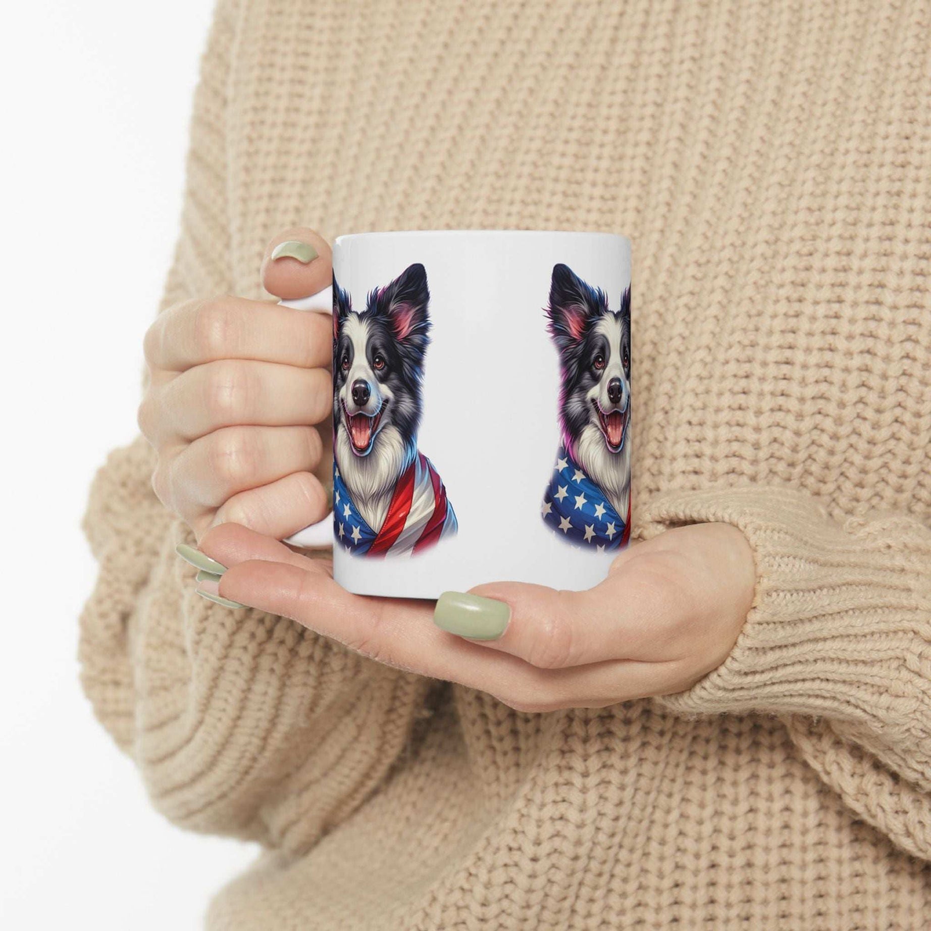 Border Collie Patriotic Dog Ceramic Mug - 11oz & 15oz