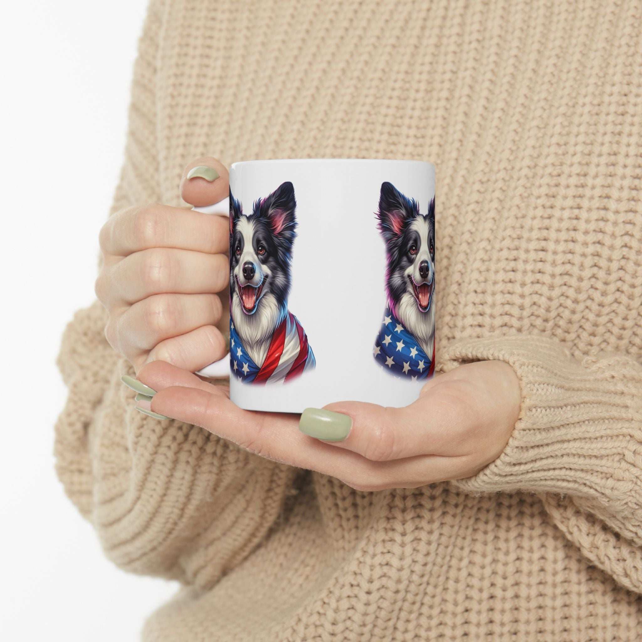 Border Collie Patriotic Dog Ceramic Mug - 11oz & 15oz