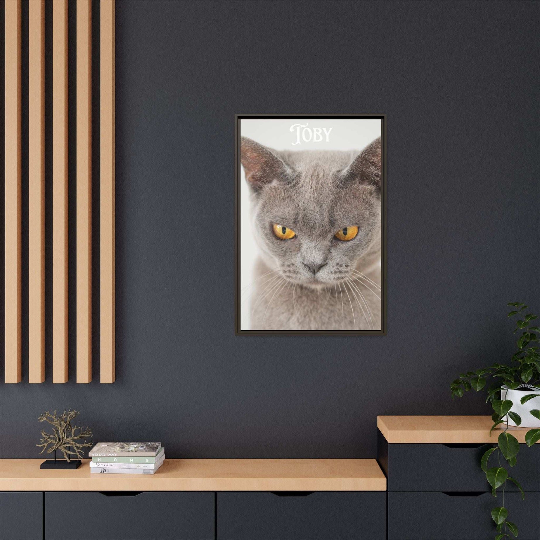 Personalized Photo Wall Art - Framed Matte Canvas Print for Pet Lovers - Customizable Name Print