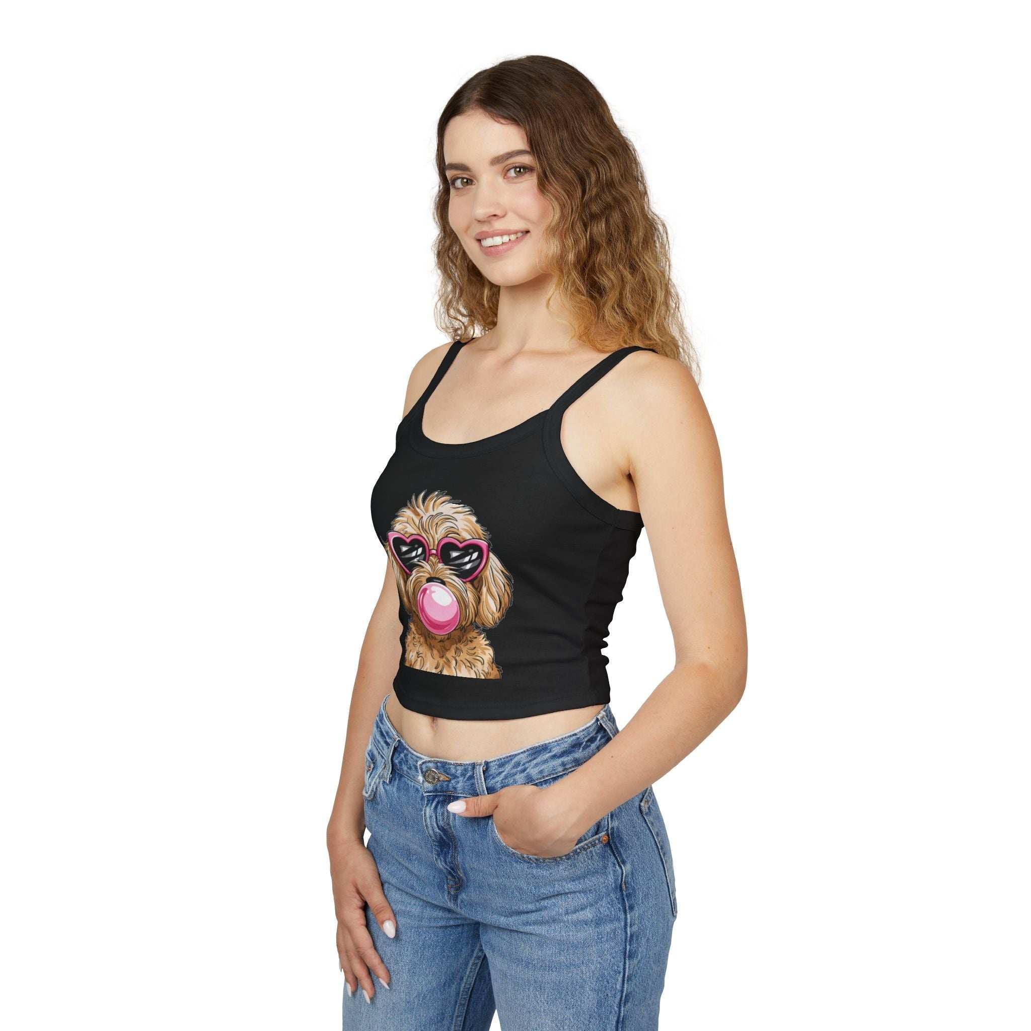 Cool Goldendoodle Blowing Bubble - Women's Spaghetti Strap Tank Top
