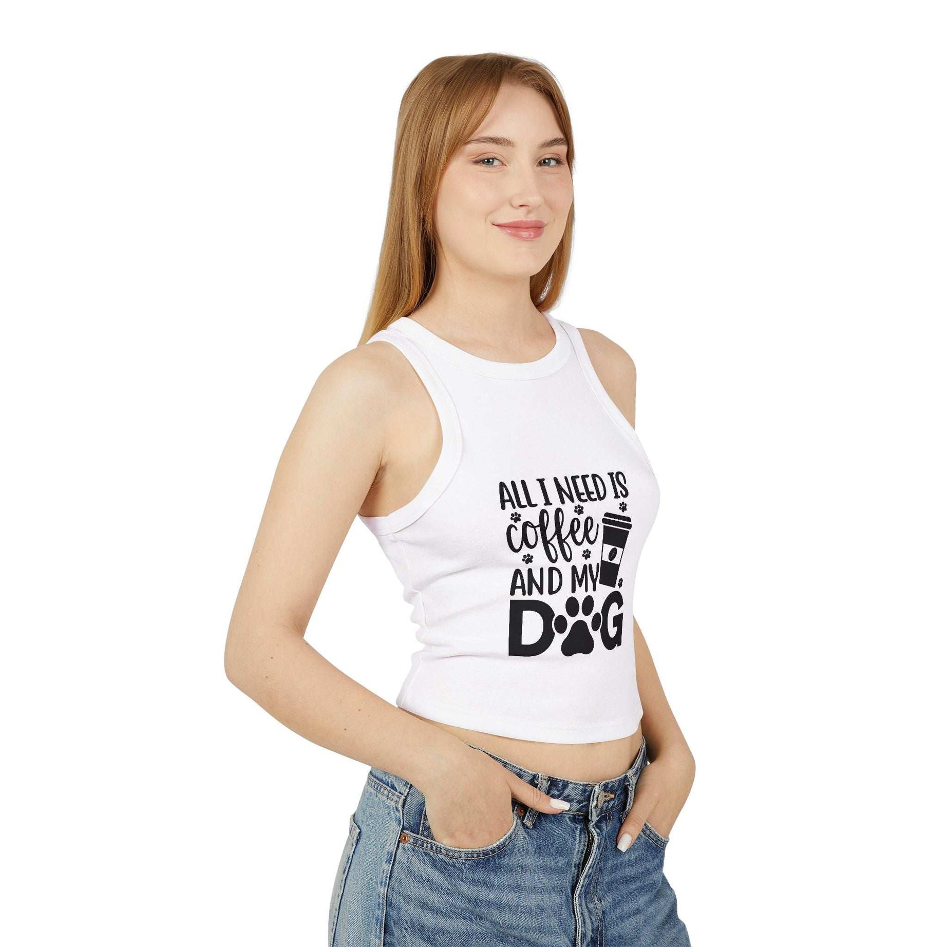 Dog Lover Coffee Micro Rib Racer Tank Top