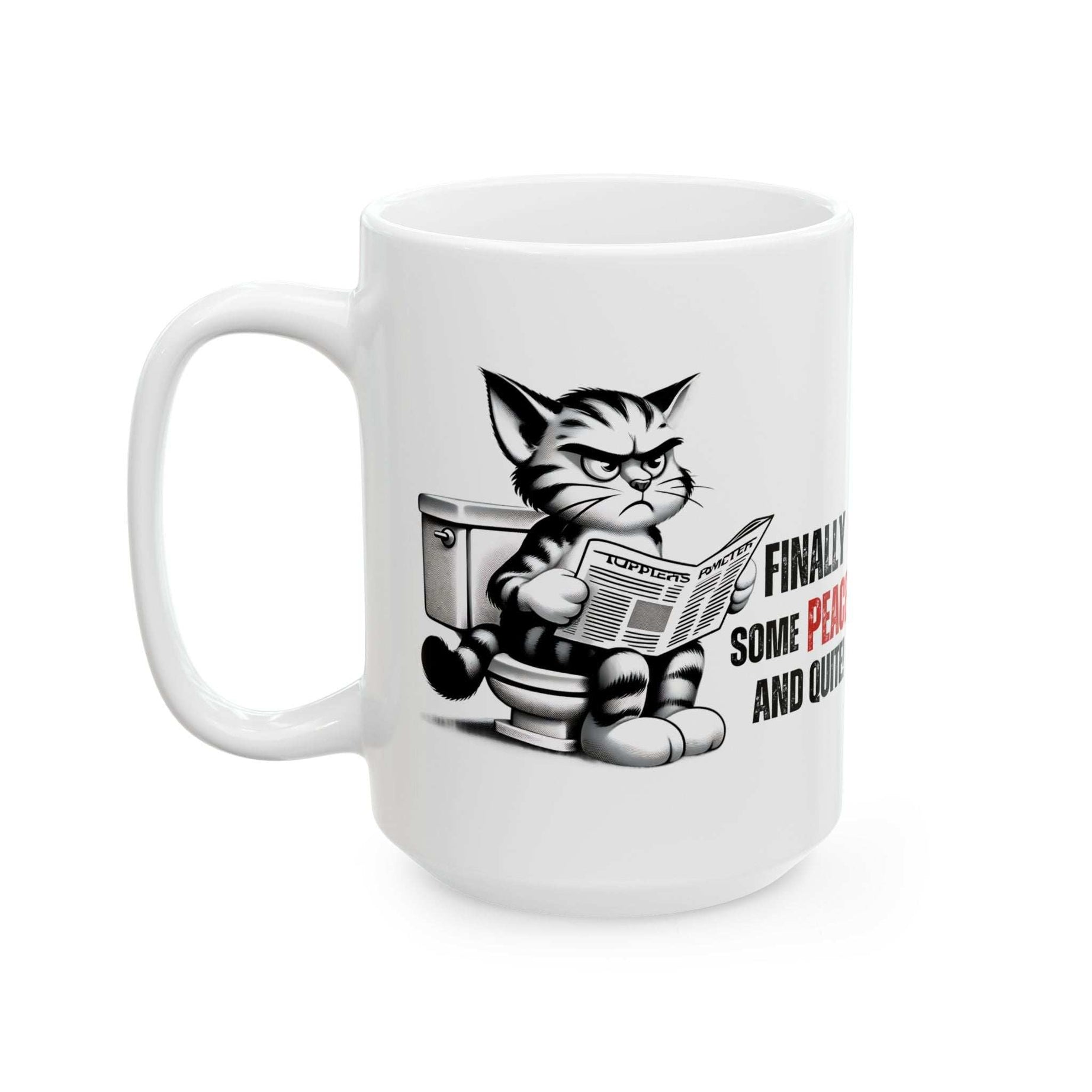 Funny Cat Ceramic Mug – "Finally Some Peace and Quiet!" – Perfect Gift for Cat Lovers