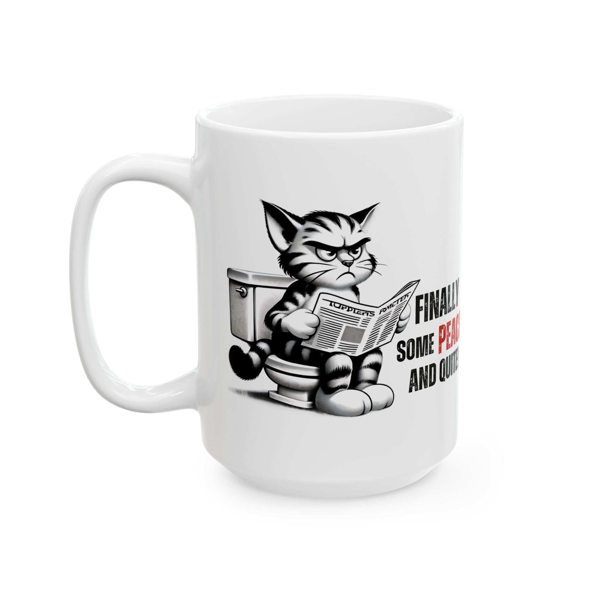 Funny Cat Ceramic Mug – "Finally Some Peace and Quiet!" – Perfect Gift for Cat Lovers