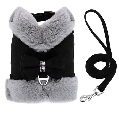 Bow Tie Puppy Harness - Warm Padded Dog Leash Set