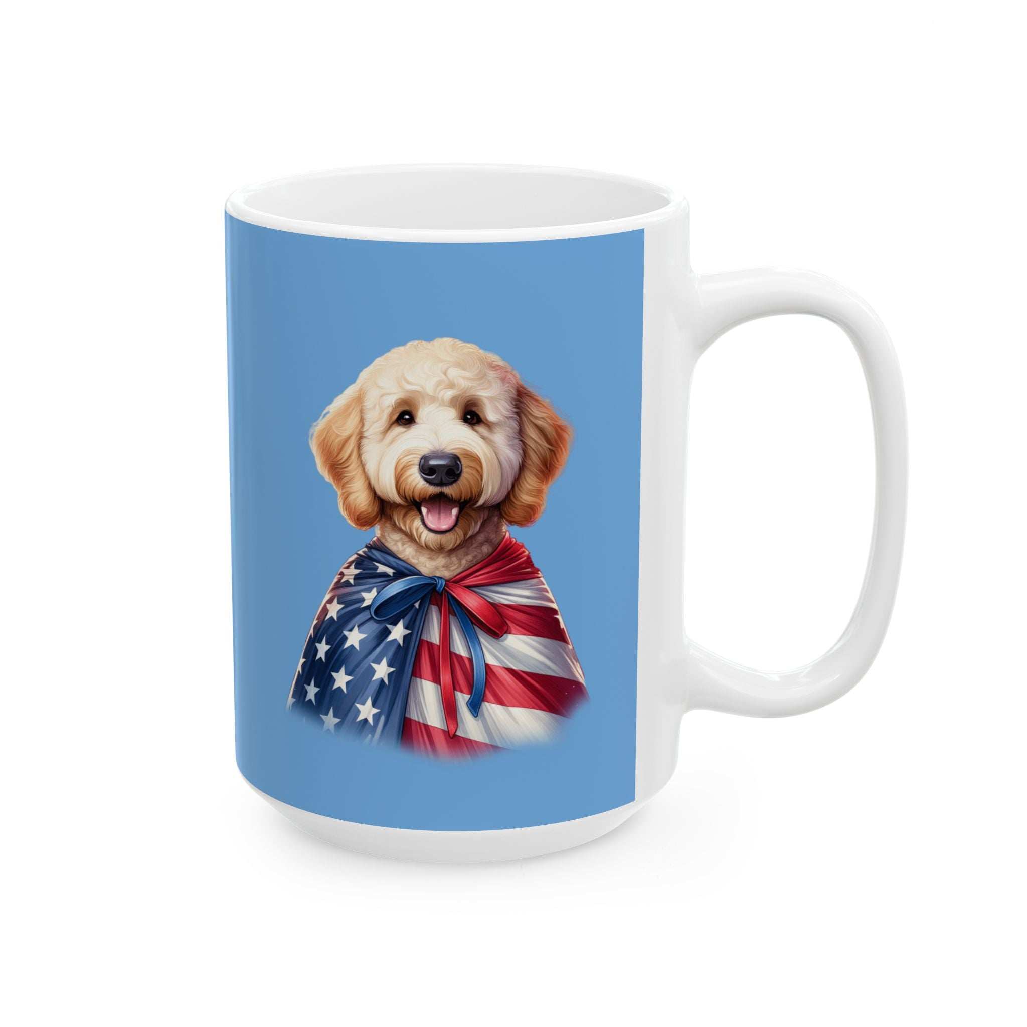 Patriotic Goldendoodle Dog Ceramic Mug - 11oz & 15oz