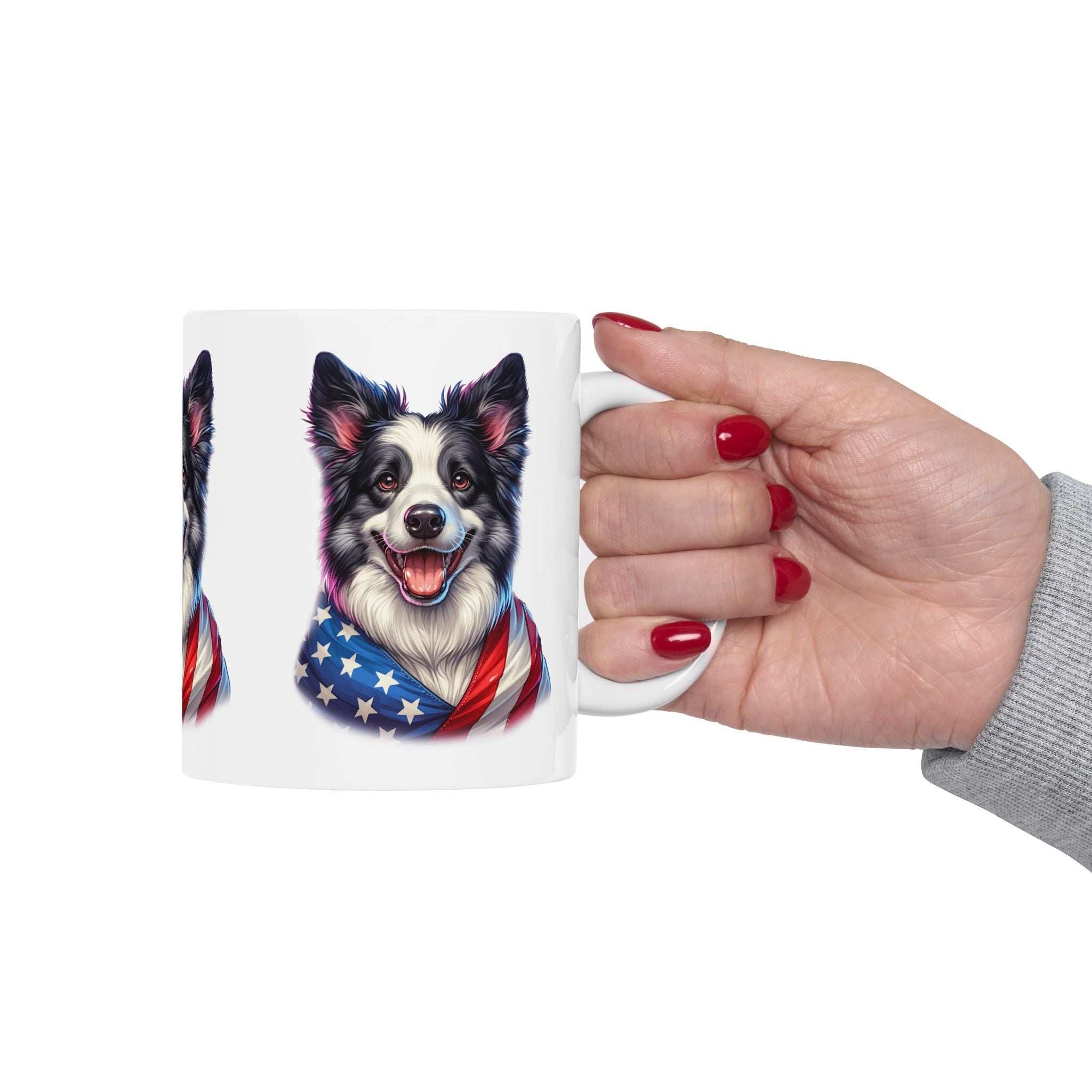 Border Collie Patriotic Dog Ceramic Mug - 11oz & 15oz