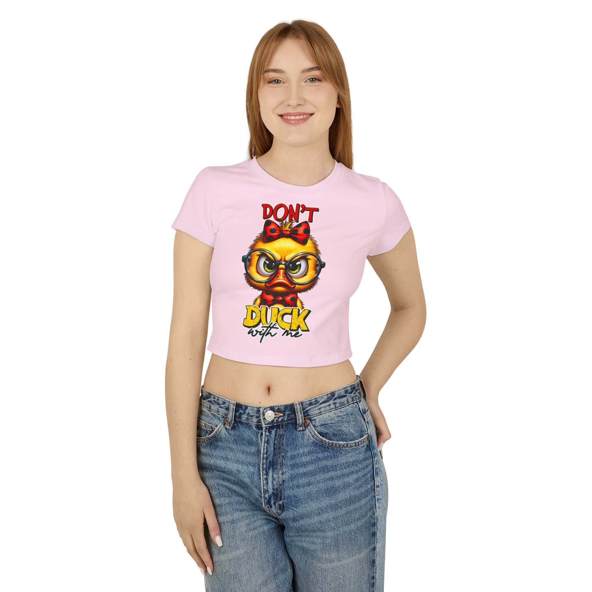 Funny Duck Graphic Women's Baby Tee - Don't Duck with Me