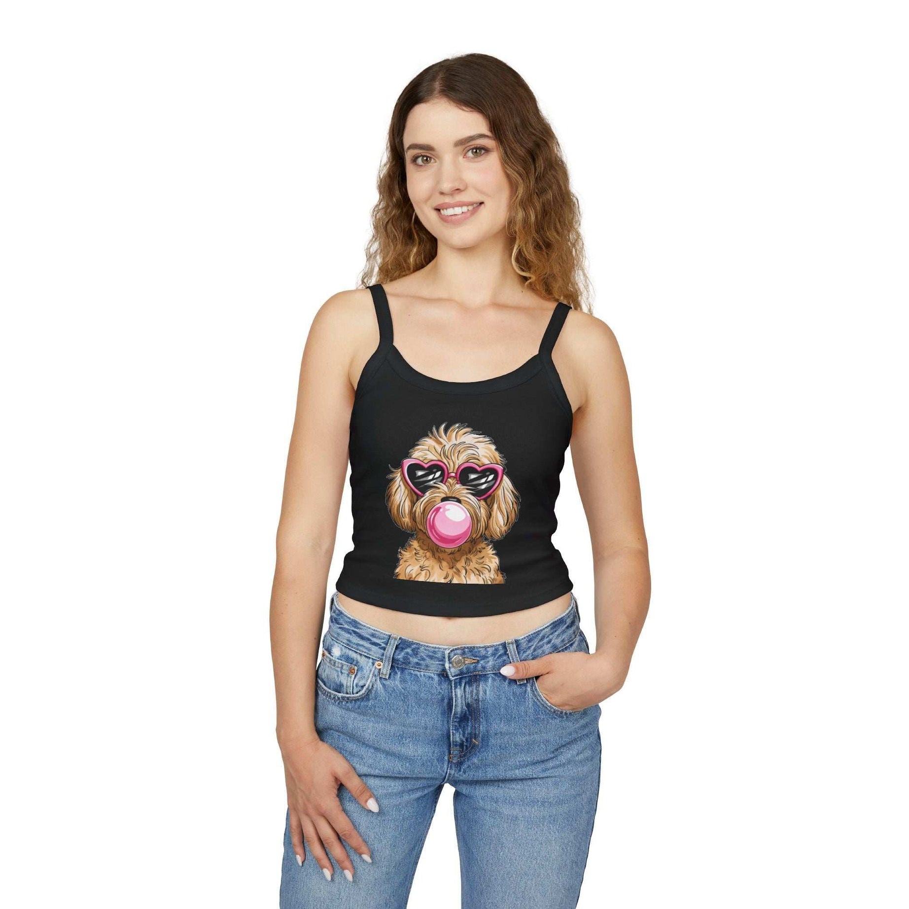Cool Goldendoodle Blowing Bubble - Women's Spaghetti Strap Tank Top