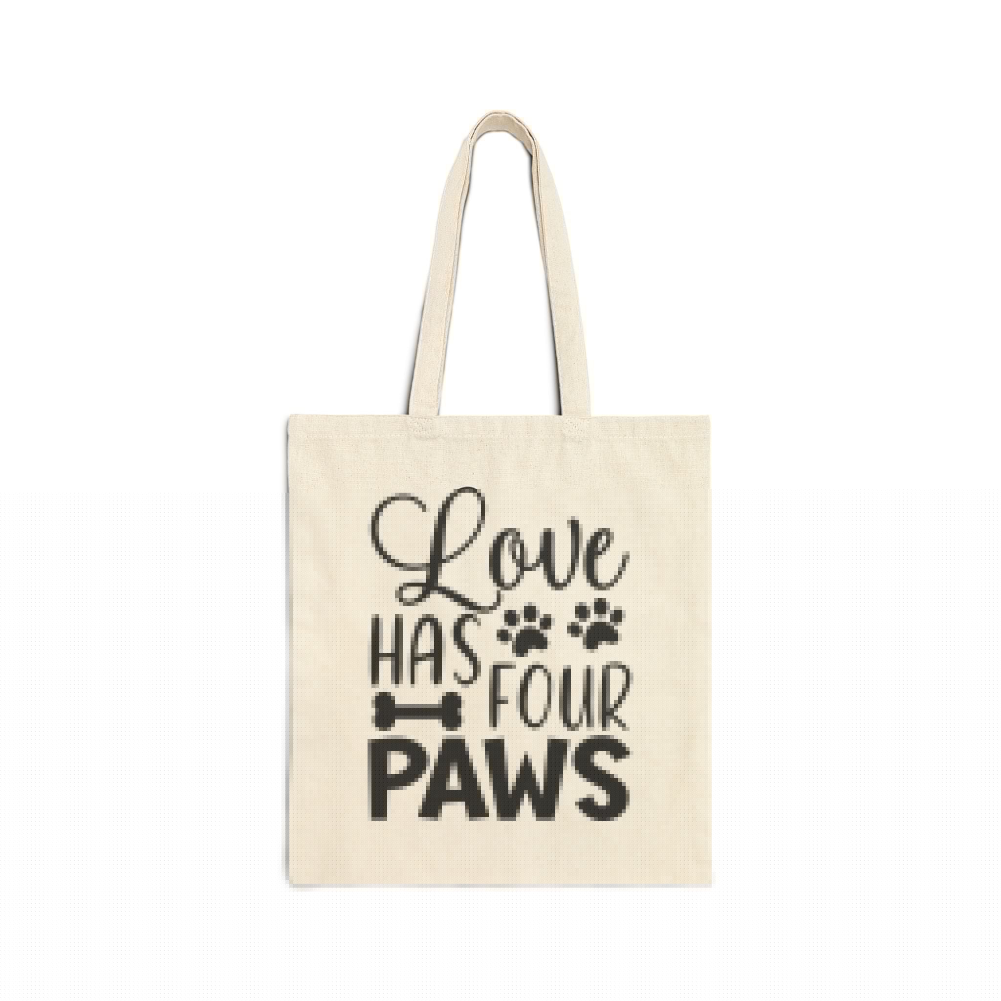 Funny Dog Mom Cotton Canvas Tote Bag - Love Has Four Paws