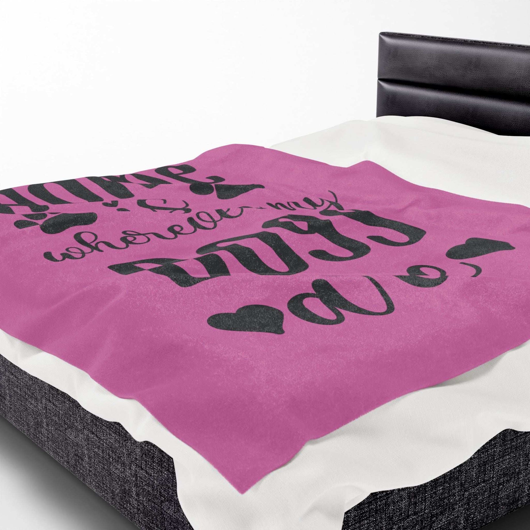 Cozy Pet Lover's Blanket - "Home is Wherever My Dogs Are" - Velveteen Plush