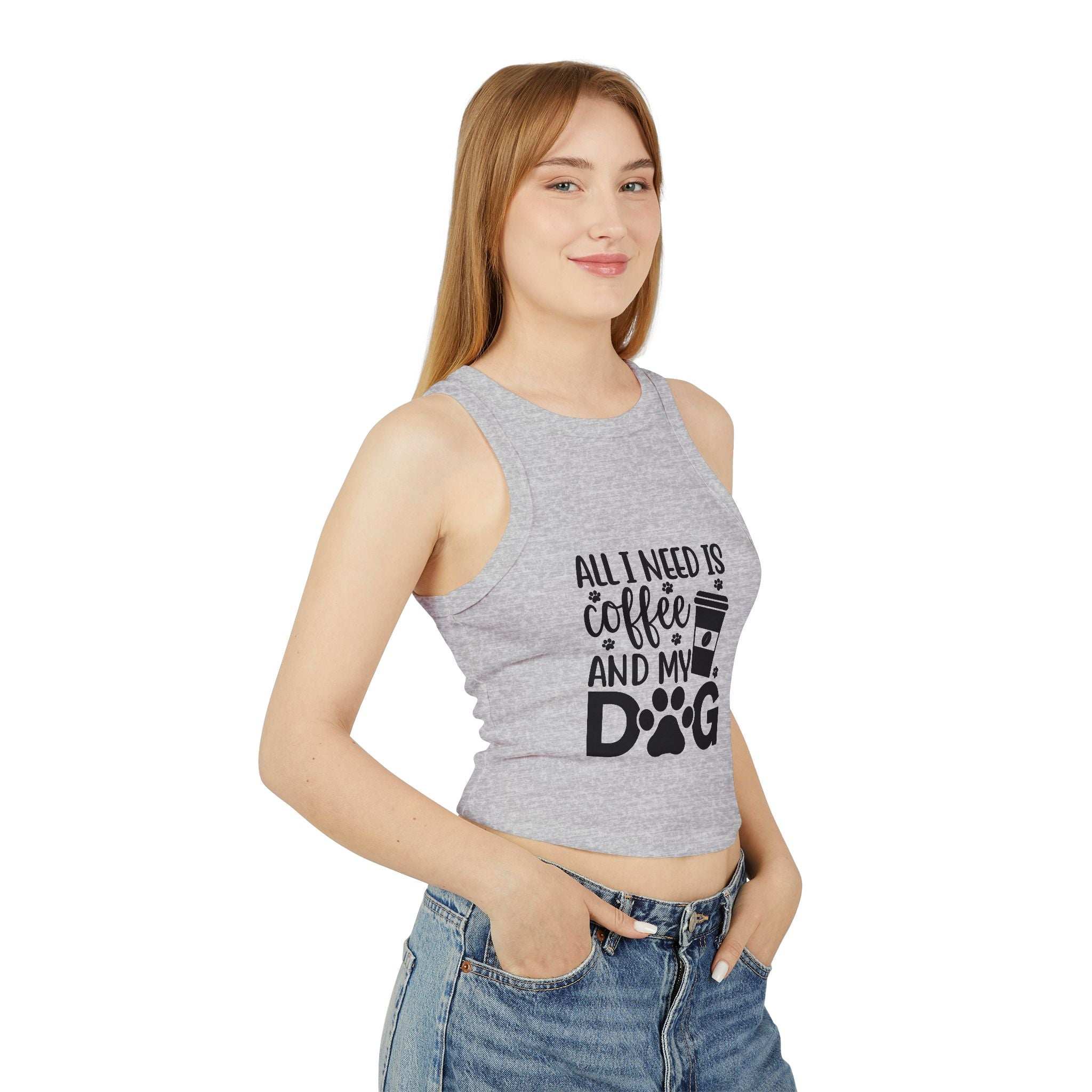 Dog Lover Coffee Micro Rib Racer Tank Top