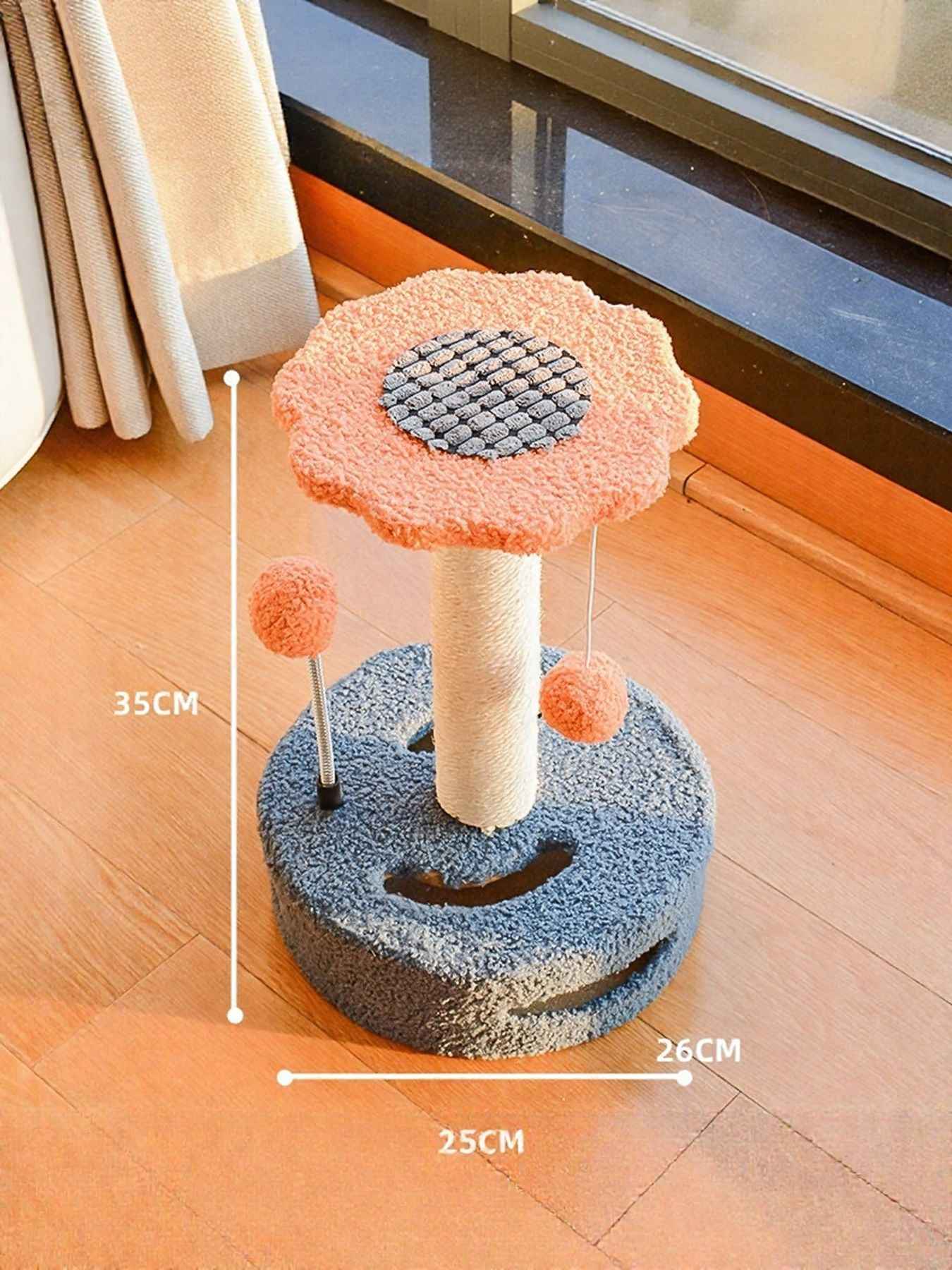 Cat Scratching Post Wooden - Interactive Toy with Dangling Balls